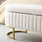 Storage Bench Bedroom Bench, Velvet Oval Upholstered End of Bed Bench with Golden Metal Legs,50  Storage Ottoman Bench
