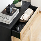 Natural Rattan 2 Flip Door with 1 Drawer Shoe Rack Storage Cabinet