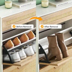 Natural Rattan 2 Flip Door with 1 Drawer Shoe Rack Storage Cabinet