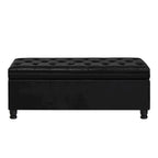 Upholstered Tufted Button Storage Bench with Spindle Wooden Legs
