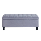 Upholstered Tufted Button Storage Bench with Spindle Wooden Legs