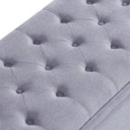 Upholstered Tufted Button Storage Bench with Spindle Wooden Legs