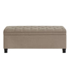 Upholstered Tufted Button Storage Bench with Spindle Wooden Legs