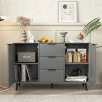 Sideboard Buffet Cabinet with Storage, Wood Coffee Bar Cabinet, 47.2  Kitchen Cabinet with 3 Drawers & 2 Doors