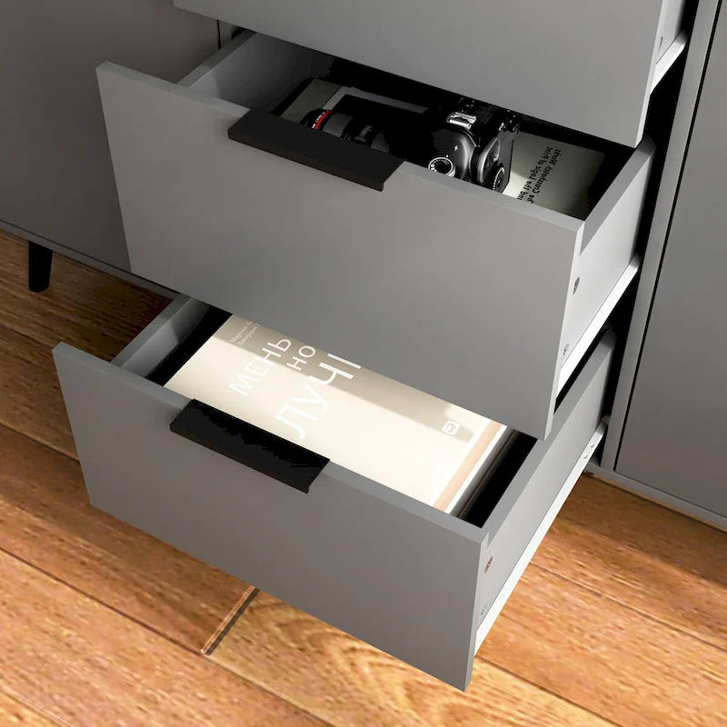 Sideboard Buffet Cabinet with Storage, Wood Coffee Bar Cabinet, 47.2  Kitchen Cabinet with 3 Drawers & 2 Doors