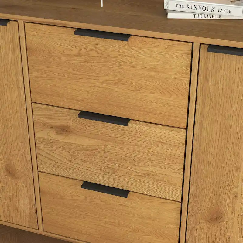 Sideboard Buffet Cabinet with Storage, Wood Coffee Bar Cabinet, 47.2  Kitchen Cabinet with 3 Drawers & 2 Doors