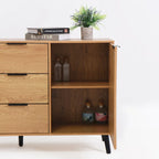 Sideboard Buffet Cabinet with Storage, Wood Coffee Bar Cabinet, 47.2  Kitchen Cabinet with 3 Drawers & 2 Doors