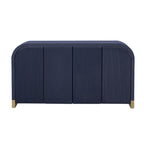 4-door Curved Corner Design Wavy Door Panel Cabinet with Adjustable Shelves, Suitable for Study, Living Room and Entrance