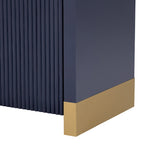4-door Curved Corner Design Wavy Door Panel Cabinet with Adjustable Shelves, Suitable for Study, Living Room and Entrance