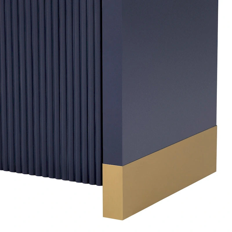 4-door Curved Corner Design Wavy Door Panel Cabinet with Adjustable Shelves, Suitable for Study, Living Room and Entrance