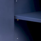 4-door Curved Corner Design Wavy Door Panel Cabinet with Adjustable Shelves, Suitable for Study, Living Room and Entrance