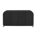 4-door Curved Corner Design Wavy Door Panel Cabinet with Adjustable Shelves, Suitable for Study, Living Room and Entrance