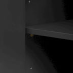 4-door Curved Corner Design Wavy Door Panel Cabinet with Adjustable Shelves, Suitable for Study, Living Room and Entrance