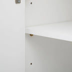 4-door Curved Corner Design Wavy Door Panel Cabinet with Adjustable Shelves, Suitable for Study, Living Room and Entrance