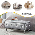 Upholstered Storage Ottoman Bench For Bedroom End Of Bed Storage Benches Footrest With Crystal Buttons For Living Room Entryway