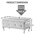 Upholstered Storage Ottoman Bench For Bedroom End Of Bed Storage Benches Footrest With Crystal Buttons For Living Room Entryway