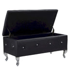 Upholstered Storage Ottoman Bench For Bedroom End Of Bed Storage Benches Footrest With Crystal Buttons For Living Room Entryway