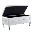 Upholstered Storage Ottoman Bench For Bedroom End Of Bed Storage Benches Footrest With Crystal Buttons For Living Room Entryway