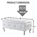 Upholstered Storage Ottoman Bench For Bedroom End Of Bed Storage Benches Footrest With Crystal Buttons For Living Room Entryway