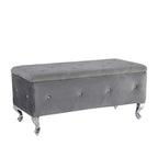 Upholstered Storage Ottoman Bench For Bedroom End Of Bed Storage Benches Footrest With Crystal Buttons For Living Room Entryway
