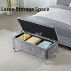 Upholstered Storage Ottoman Bench For Bedroom End Of Bed Storage Benches Footrest With Crystal Buttons For Living Room Entryway