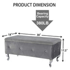 Upholstered Storage Ottoman Bench For Bedroom End Of Bed Storage Benches Footrest With Crystal Buttons For Living Room Entryway