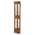 Corner Curio Cabinet with Lights, Adjustable Tempered Glass Shelves, Mirrored Back, Display Cabinet