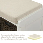 Entryway Bench with 3 Removable Rattan Baskets
