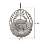 Outdoor Garden Rattan Egg Swing Chair Hanging Chair with Fabric Cushion,NO STAND BASKET ONLY