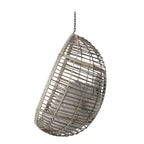 Outdoor Garden Rattan Egg Swing Chair Hanging Chair with Fabric Cushion,NO STAND BASKET ONLY
