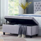 Upholstered Tufted Button Storage Bench with Spindle Wooden Legs - 45x18x18H