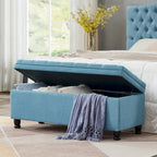 Upholstered Tufted Button Storage Bench with Spindle Wooden Legs - 45x18x18H