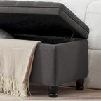 Upholstered Tufted Button Storage Bench with Spindle Wooden Legs - 45x18x18H