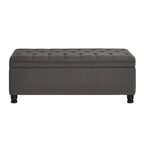 Upholstered Tufted Button Storage Bench with Spindle Wooden Legs - 45x18x18H