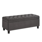 Upholstered Tufted Button Storage Bench with Spindle Wooden Legs - 45x18x18H