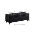 Upholstered Tufted Button Storage Bench with Spindle Wooden Legs - 45x18x18H