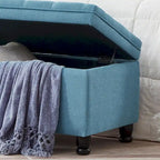 Upholstered Tufted Button Storage Bench with Spindle Wooden Legs - 45x18x18H