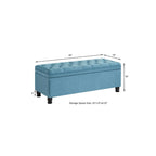 Upholstered Tufted Button Storage Bench with Spindle Wooden Legs - 45x18x18H