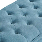 Upholstered Tufted Button Storage Bench with Spindle Wooden Legs - 45x18x18H