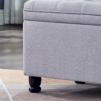 Upholstered Tufted Button Storage Bench with Spindle Wooden Legs - 45x18x18H
