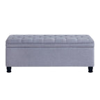 Upholstered Tufted Button Storage Bench with Spindle Wooden Legs - 45x18x18H
