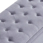 Upholstered Tufted Button Storage Bench with Spindle Wooden Legs - 45x18x18H