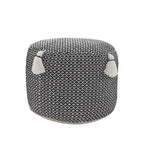 HomeRoots 18  Black Cotton Cylinder Geometric Pouf Ottoman