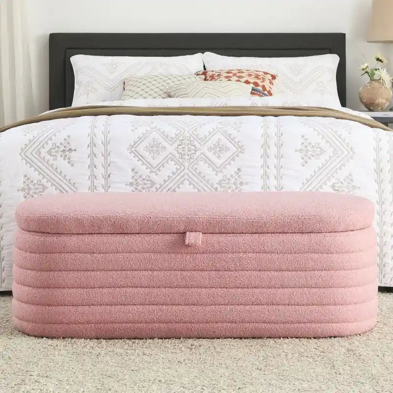 45.5 L Upholstered Fabric Storage Bench Ottoman