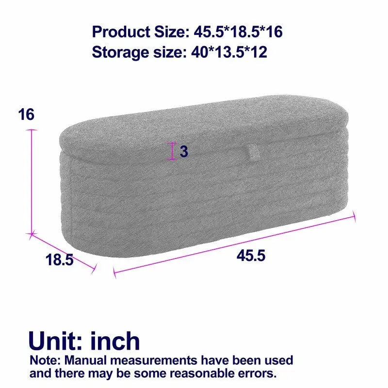 45.5 L Upholstered Fabric Storage Bench Ottoman
