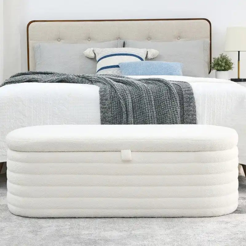 45.5 L Upholstered Fabric Storage Bench Ottoman