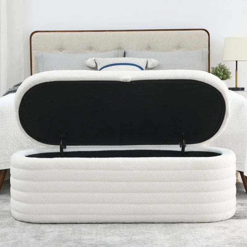 45.5 L Upholstered Fabric Storage Bench Ottoman
