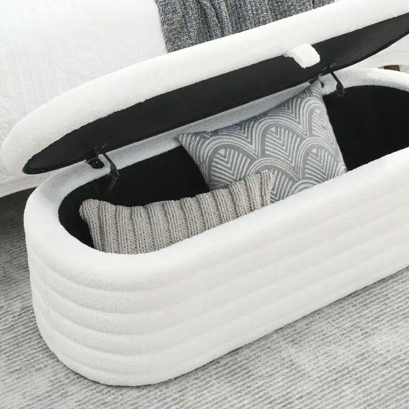 45.5 L Upholstered Fabric Storage Bench Ottoman