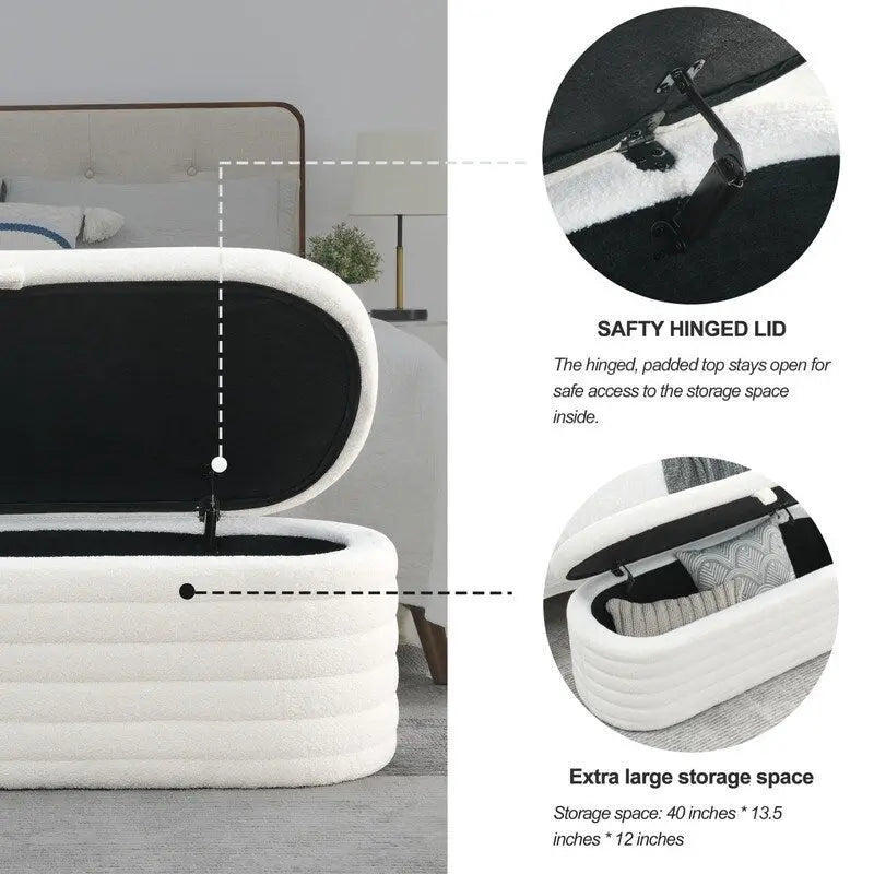 45.5 L Upholstered Fabric Storage Bench Ottoman