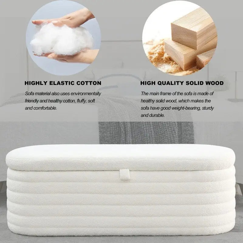 45.5 L Upholstered Fabric Storage Bench Ottoman